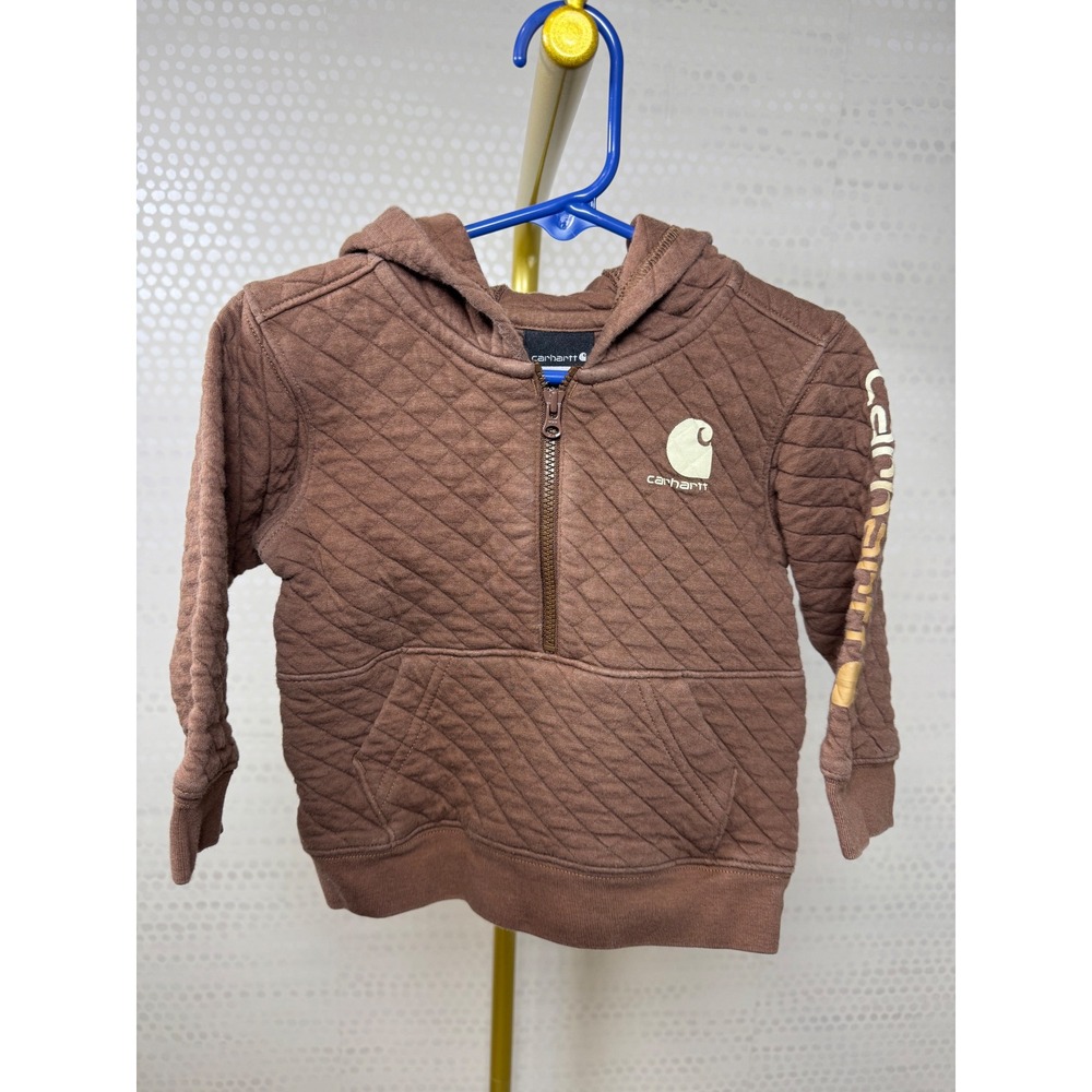 Carhartt Toddler Quilted Half Zip Hoodie Brown 12 Months